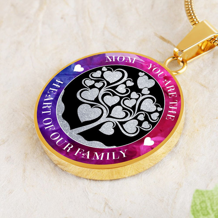 Mom, You Are The Heart Of Our Family – Luxury Circle Pendant Necklace – Gift for Mom
