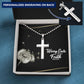 Worry Ends When Faith Begins - Personalized Cross Necklace - Gift for Him - Gift for Her