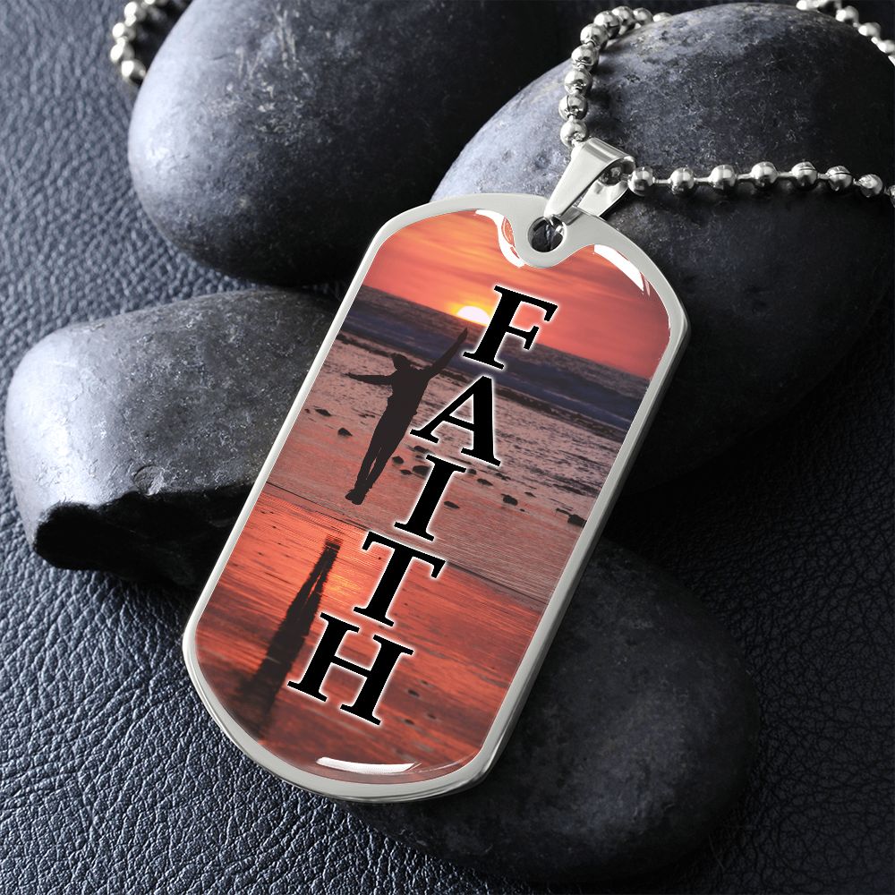 Faith - Dog Tag Necklace - Gift for Him - Gift for Her