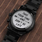 Son, Take Your Time And Don't Be Late - Engraved Design Black Chronograph Watch - Gift for Son