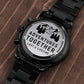 Husband, Adventures Together Last A Lifetime - Engraved Design Black Chronograph Watch - Gift for Husband