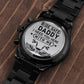 Ride Safe Daddy, I Need You Here With Me - Engraved Design Black Chronograph Watch - Gift for Dad