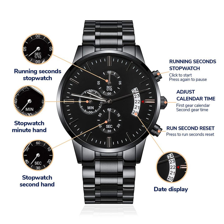 Thanks For Always Showing Me The Way Black Chronograph Watch – Gift for Dad