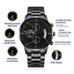 My Man, I Love You - Engraved Design Black Chronograph Watch - Gift for Husband