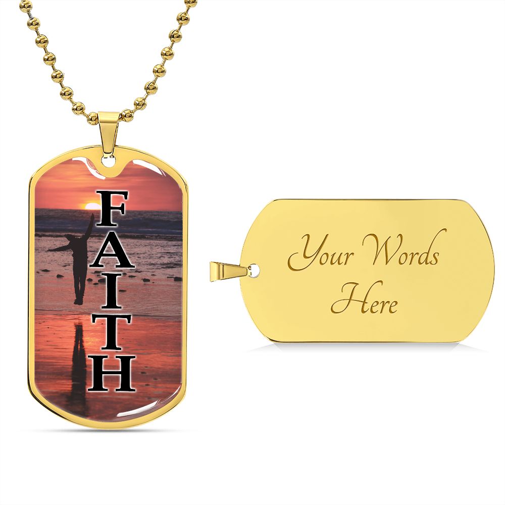 Faith - Dog Tag Necklace - Gift for Him - Gift for Her