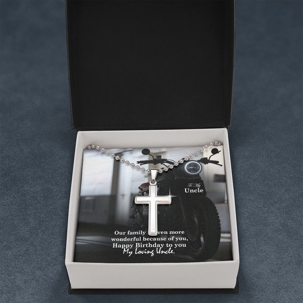 To My Uncle, Happy Birthday To You My Loving Uncle - Stainless Cross Necklace - Gift for Uncle