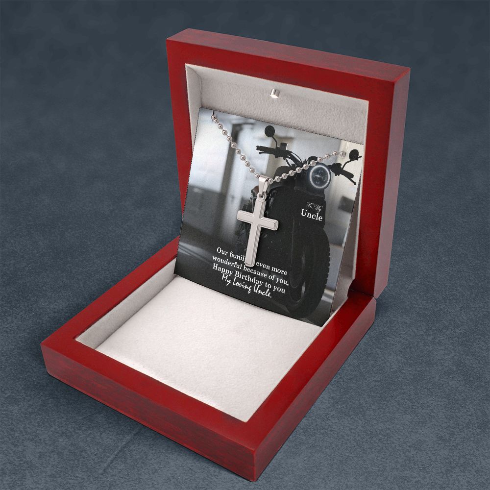 To My Uncle, Happy Birthday To You My Loving Uncle - Stainless Cross Necklace - Gift for Uncle