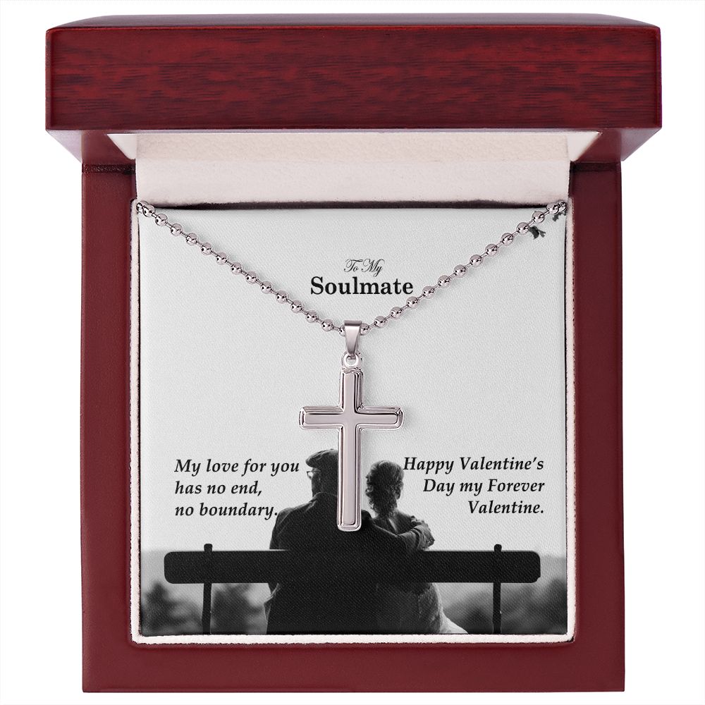 To My Soulmate, My Love For You Has No End, No Boundary - Stainless Cross Necklace - Gift for Him
