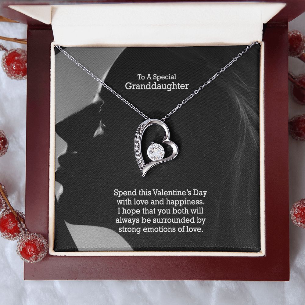 To A Special Granddaughter, Spend This Valentine's Day With Love & Happiness - Forever Love Necklace - Gift for Granddaughter