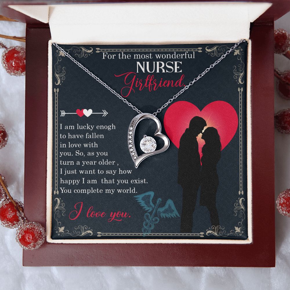 For The Most Wonderful Nurse Girlfriend, You Complete My World - Forever Love Necklace - Gift for Girlfriend