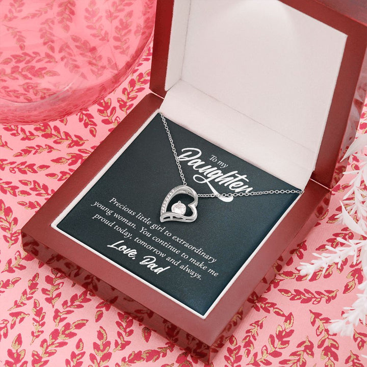 To My Daughter, Precious Little Girl To Extraordinary Young Woman - Forever Love Necklace – Gift for Daughter