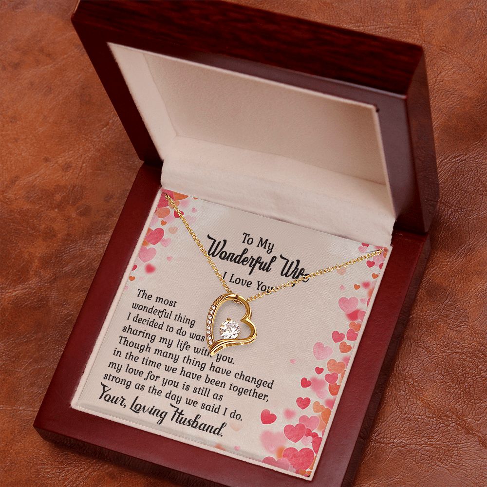 To My Wonderful Wife, The Most Wonderful Thing I Decided To Do Was Sharing My Life With You - Forever Love Necklace – Gift for Wife