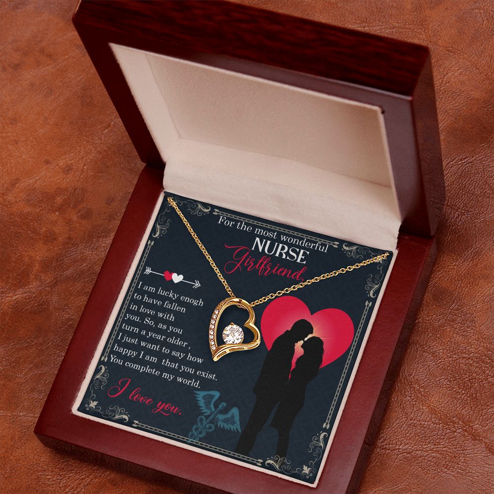 For The Most Wonderful Nurse Girlfriend, You Complete My World - Forever Love Necklace - Gift for Girlfriend