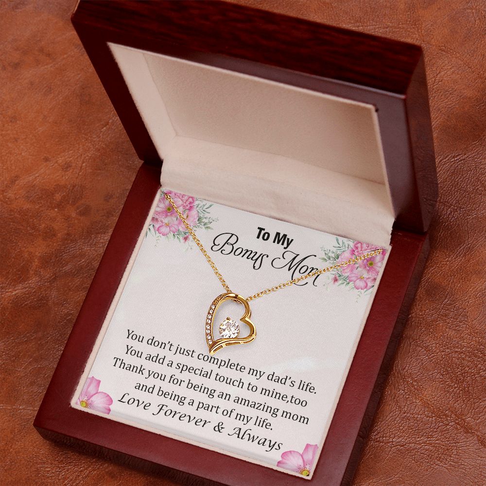 To My Bonus Mom, Thank You for Being an Amazing Mom Forever Love Necklace – Gift for Mom