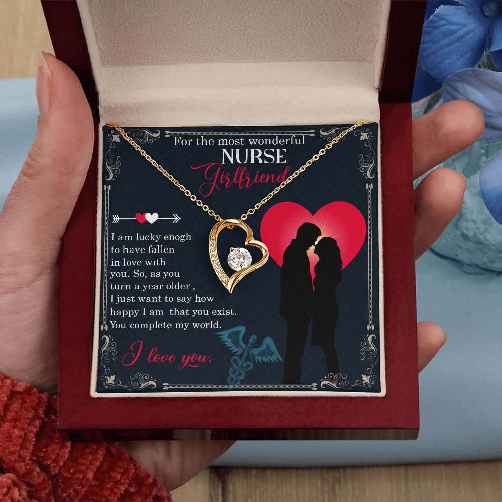 For The Most Wonderful Nurse Girlfriend, You Complete My World - Forever Love Necklace - Gift for Girlfriend