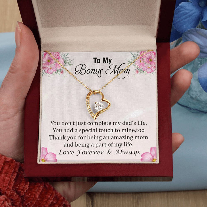 To My Bonus Mom, Thank You for Being an Amazing Mom Forever Love Necklace – Gift for Mom