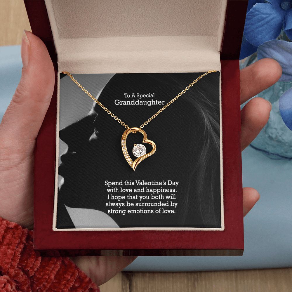 To A Special Granddaughter, Spend This Valentine's Day With Love & Happiness - Forever Love Necklace - Gift for Granddaughter