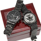 Biker Dad - Engraved Design Black Chronograph Watch - Gift for Dad - Gift for Him