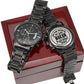 To The World, My Man Is Just A Biker But To Me That Biker Is My World - Engraved Design Black Chronograph Watch - Gift for Him