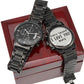 Boyfriend, Every Second I Love You More - Engraved Design Black Chronograph Watch - Gift for Boyfriend