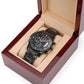 My Man, I Love You - Engraved Design Black Chronograph Watch - Gift for Husband