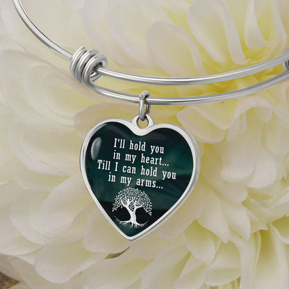 I'll Hold You In My Heart - Luxury Heart Pendant Bangle - Gift for Her