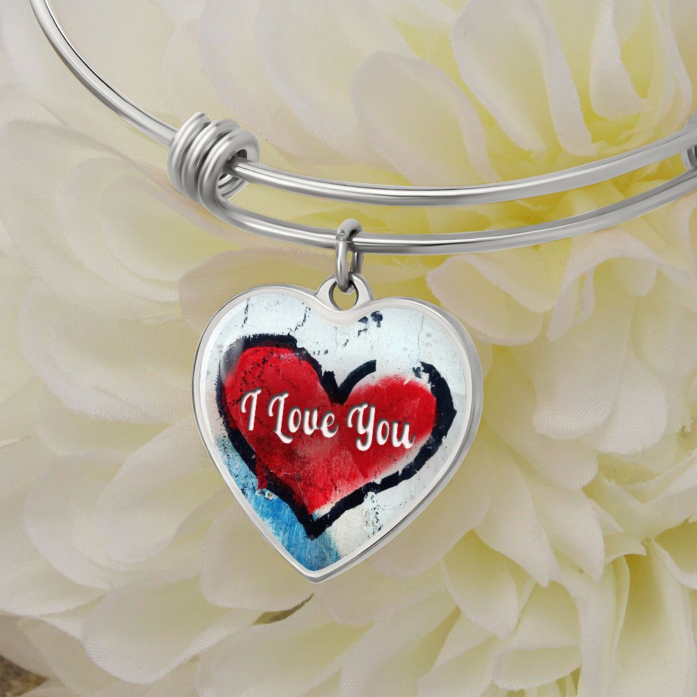 I Love You - Heart Bangle - Gift for Her