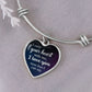 I Carry Your Heart With Me, I Love You More Than I Can Say - Luxury Heart Pendant Bangle - Gift for Her