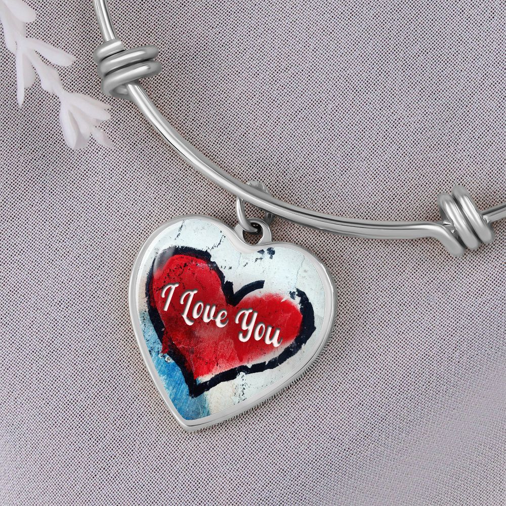 I Love You - Heart Bangle - Gift for Her