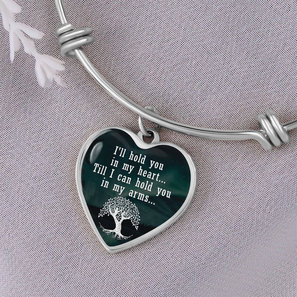 I'll Hold You In My Heart - Luxury Heart Pendant Bangle - Gift for Her