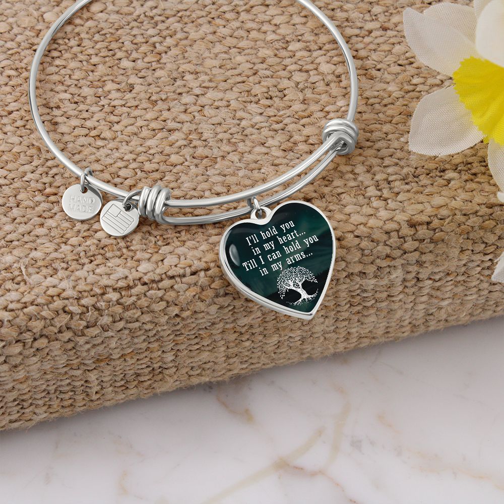 I'll Hold You In My Heart - Luxury Heart Pendant Bangle - Gift for Her