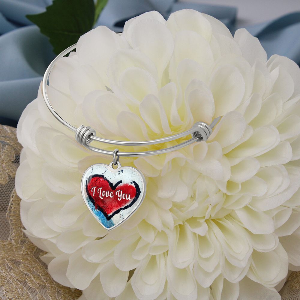 I Love You - Heart Bangle - Gift for Her
