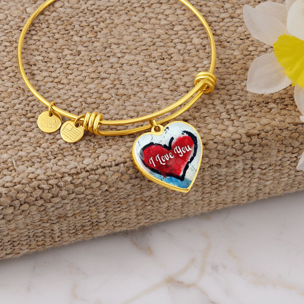 I Love You - Heart Bangle - Gift for Her