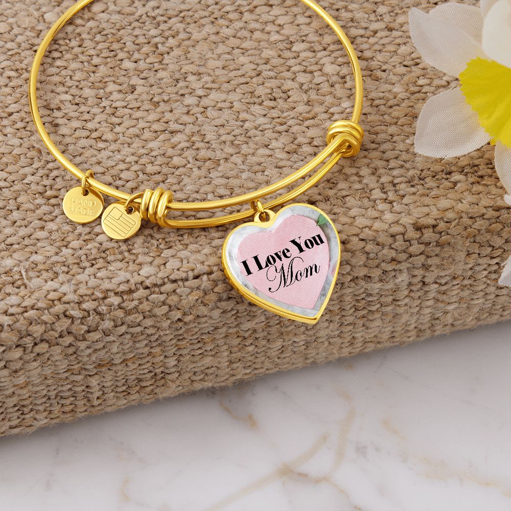 I Love You Mom - Heart Bangle - Gift for Mom