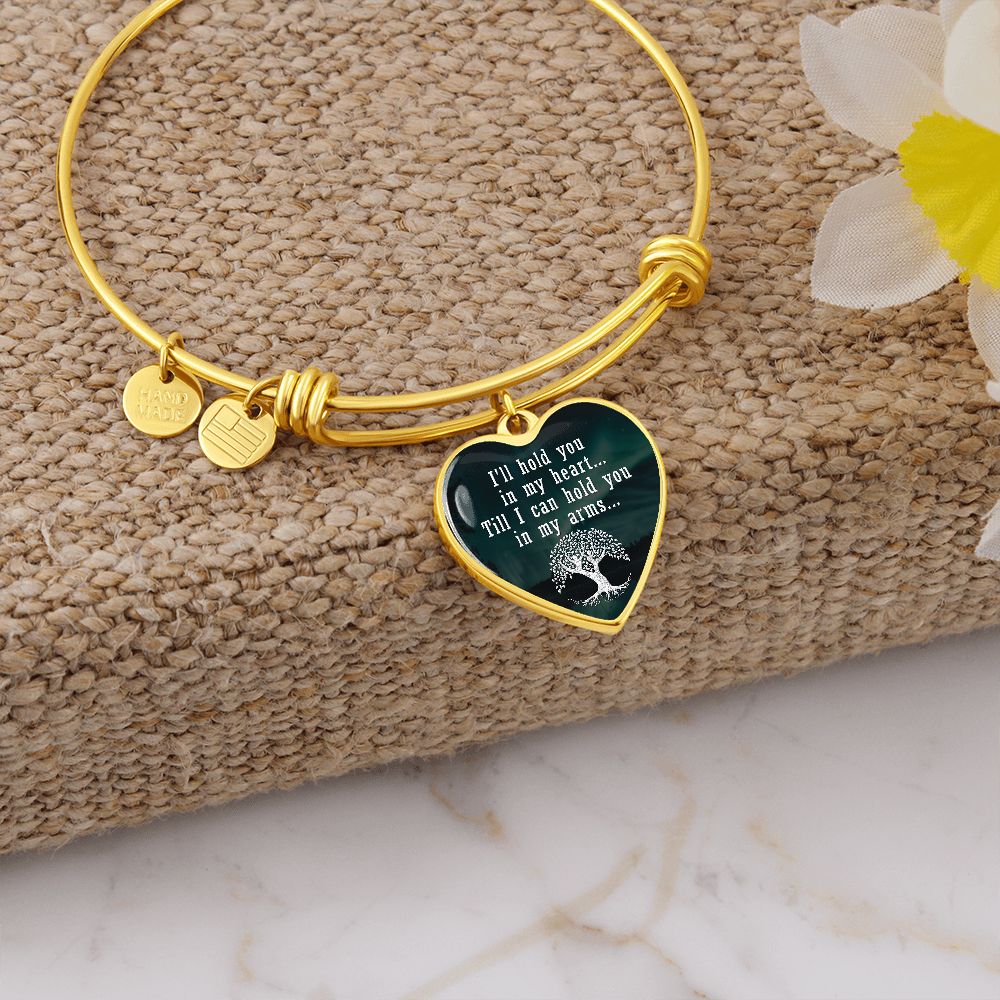 I'll Hold You In My Heart - Luxury Heart Pendant Bangle - Gift for Her