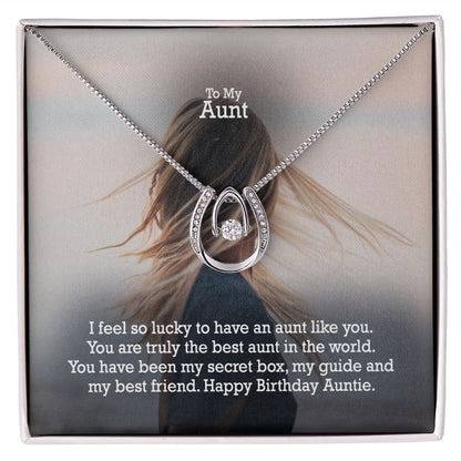 To My Aunt, I Feel So Lucky To Have An Aunt Like You - Happy Birthday Auntie - Lucky In Love Necklace - Gift for Aunt