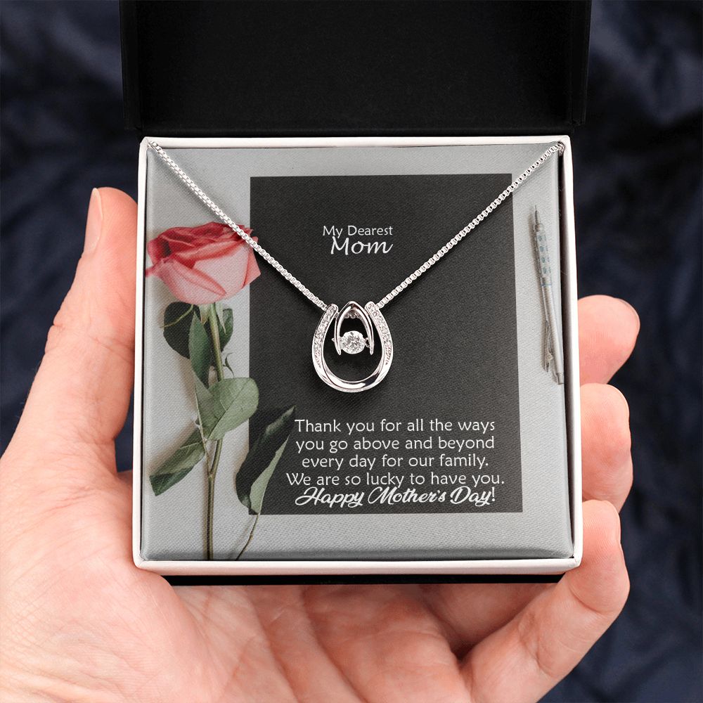We Are So Lucky To Have You - Happy Mother's Day - Lucky In Love Necklace - Gift for Mom