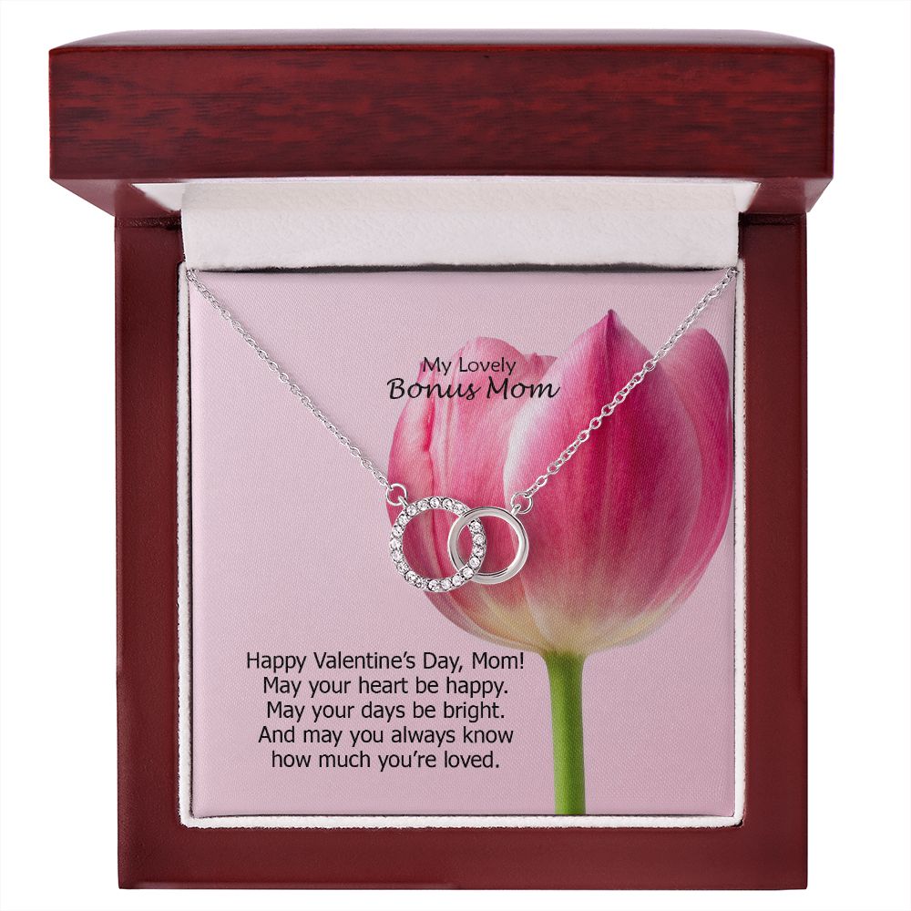 My Lovely Bonus Mom, May Your Heart Be Happy. May Your Days Be Bright - Perfect Pair Necklace - Gift for Mom
