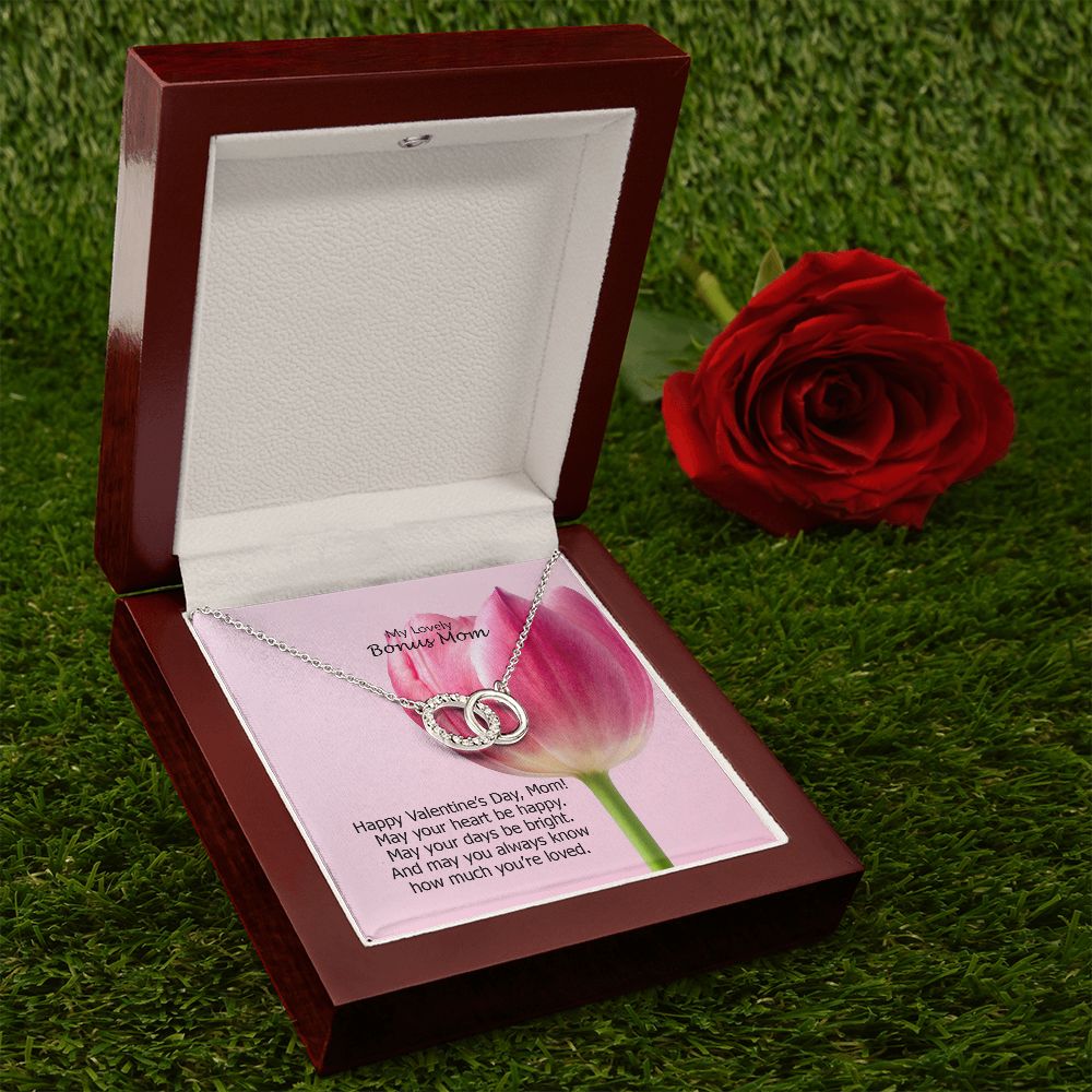 My Lovely Bonus Mom, May Your Heart Be Happy. May Your Days Be Bright - Perfect Pair Necklace - Gift for Mom