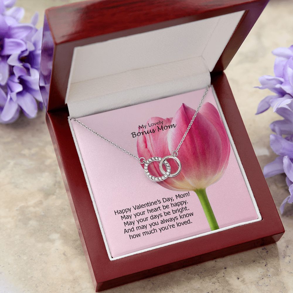 My Lovely Bonus Mom, May Your Heart Be Happy. May Your Days Be Bright - Perfect Pair Necklace - Gift for Mom