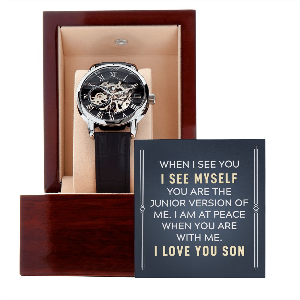 Son, I Am At Peace When You Are With Me - Men's Openwork Watch - Gift for Son
