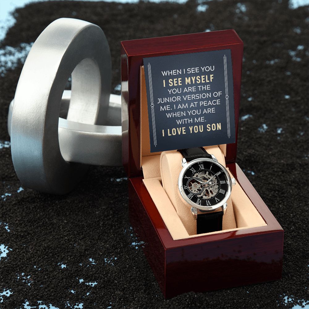 Son, I Am At Peace When You Are With Me - Men's Openwork Watch - Gift for Son