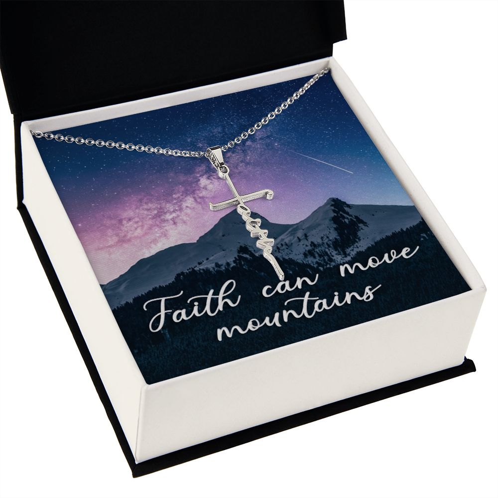 Faith Can Move Mountains -  Faith Cross Necklace - Gift for Him - Gift for Her