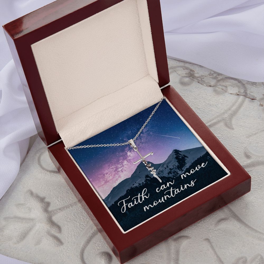 Faith Can Move Mountains -  Faith Cross Necklace - Gift for Him - Gift for Her