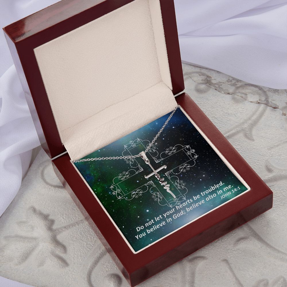 Believe in God - Faith Cross Necklace - Gift for Him - Gift for Her