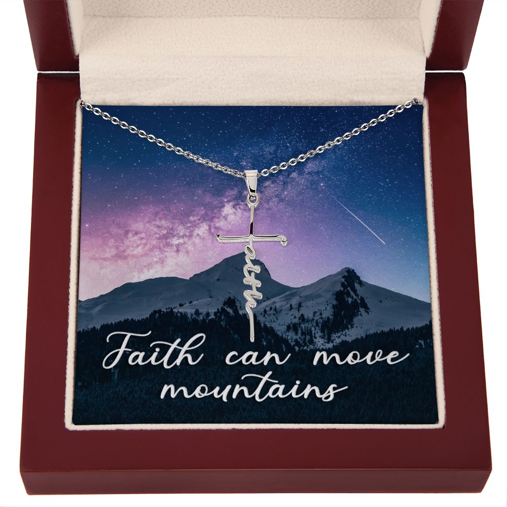 Faith Can Move Mountains -  Faith Cross Necklace - Gift for Him - Gift for Her