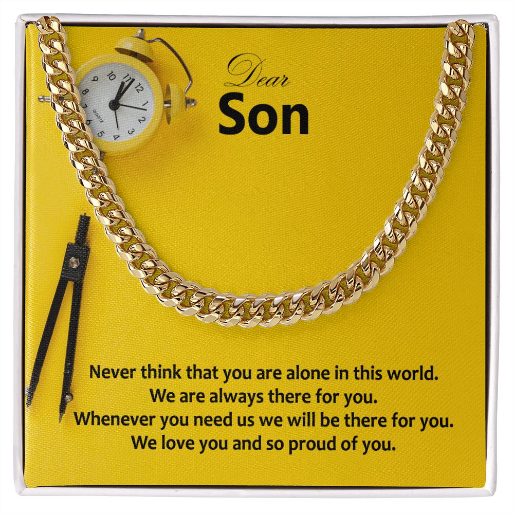 Dear Son, We Love You and So Proud of You - Cuban Link Chain Necklace - Gift for Son