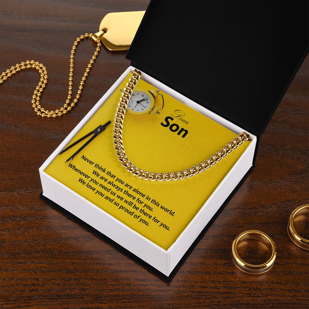 Dear Son, We Love You and So Proud of You - Cuban Link Chain Necklace - Gift for Son