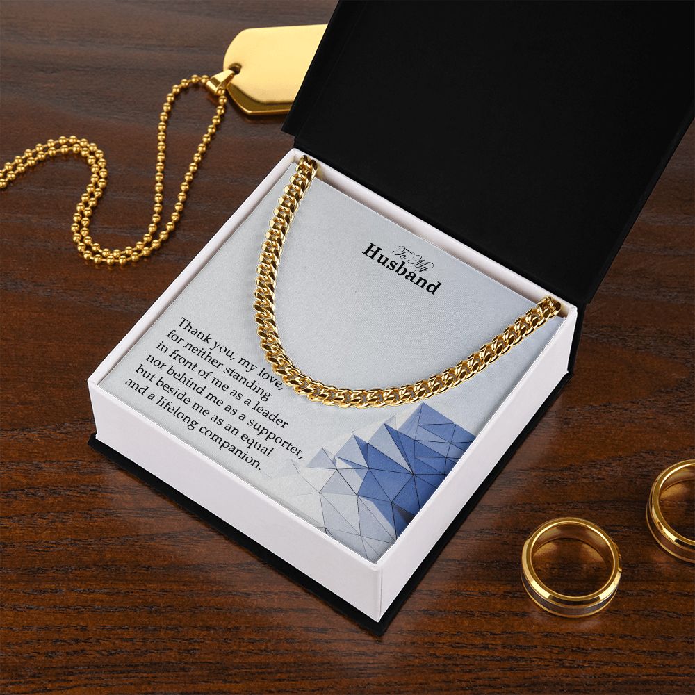 To My Husband, Thank You, My Love – Cuban Link Chain Necklace – Gift for Husband