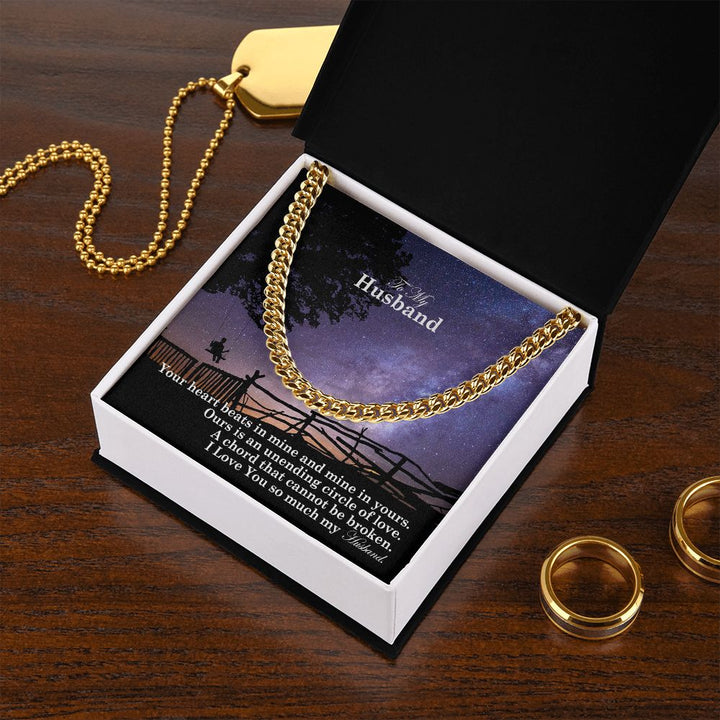 To My Husband, Our Is An Unending Circle Of Love - Cuban Link Chain Necklace - Gift for Husband